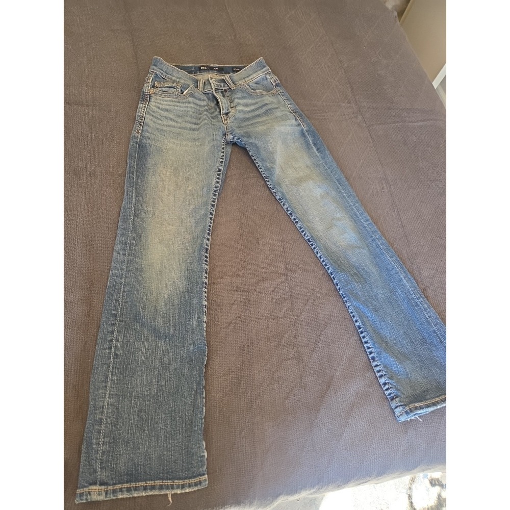 BKE Aiden Jeans Mens 27x30 Straight Leg Blue Denim Medium Wash Contrast Stitch